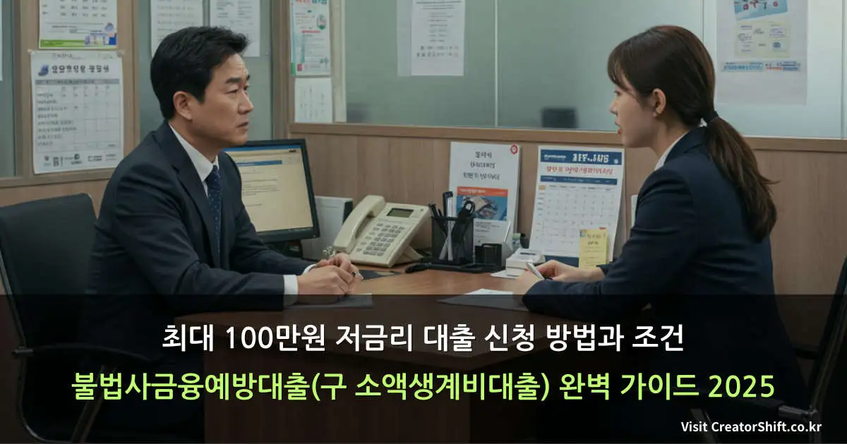 불법사금융예방대출 신청 상담 - 서민금융진흥원에서 제공하는 최대 100만원 저금리 정부지원대출 안내