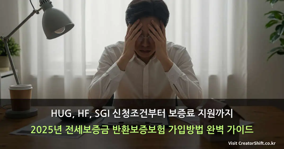 2025년 전세보증금 반환보증보험 신청을 위해 계약서를 검토하는 한국인 세입자