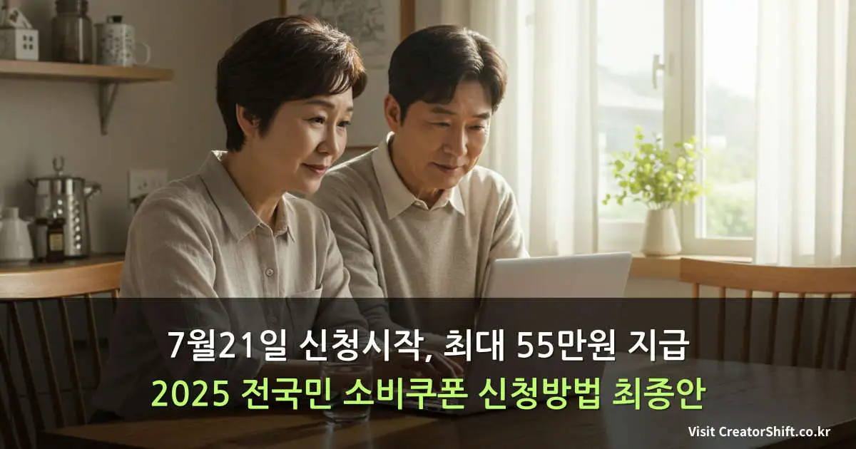 2025 전국민 소비쿠폰 신청방법 안내 - 7월21일 신청시작, 최대 55만원 지급