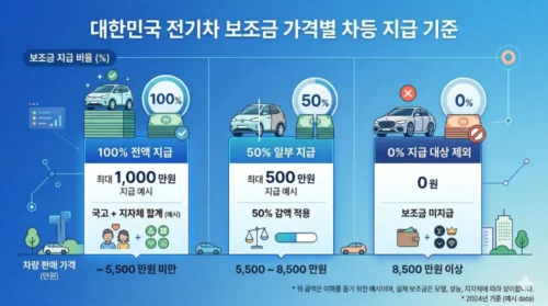 2026년 전기차 보조금 차량 가격별 지급 비율 기준표