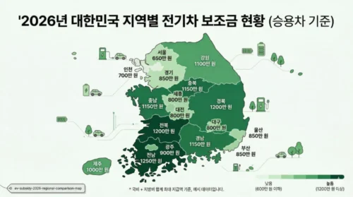2026년 전기차 지자체 보조금 지역별 비교 지도