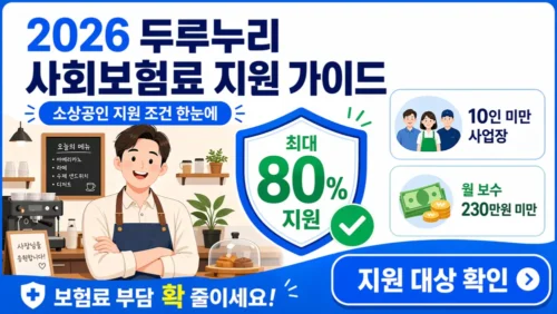 2026 두루누리 사회보험료 지원금 신청방법 완벽 가이드 - 10인 미만 사업장 국민연금·고용보험료 최대 80% 감면 총정리