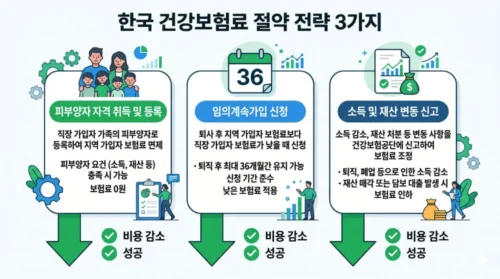 2026 건강보험료 절감 방법 - 피부양자 등록·임의계속가입·소득 조정 3가지 전략