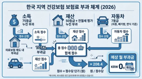 2026 지역가입자 건강보험료 계산 방법 - 소득·재산·자동차 점수 환산 기준