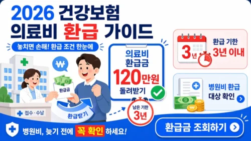의료비 환급 신청방법 2026 - 3년 안에 신청 안 하면 소멸되는 건강보험 본인부담금 환급금 조회 총정리