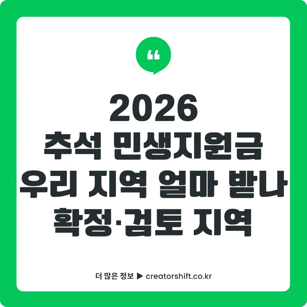 2026 추석 민생지원금 지급 지역 정리